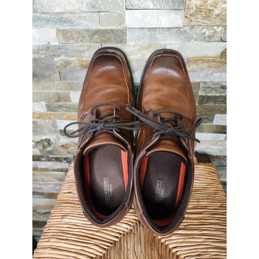 Rockport Style Leader 2 Apron Toe Oxford Brown Leather Dress Shoes Men's 11